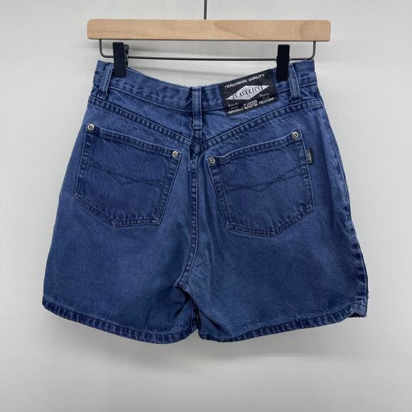 Y2K Z Cavaricci High Waist Mom Shorts‎ Indigo Blue Denim Wash Button Fly - Picture 2 of 6